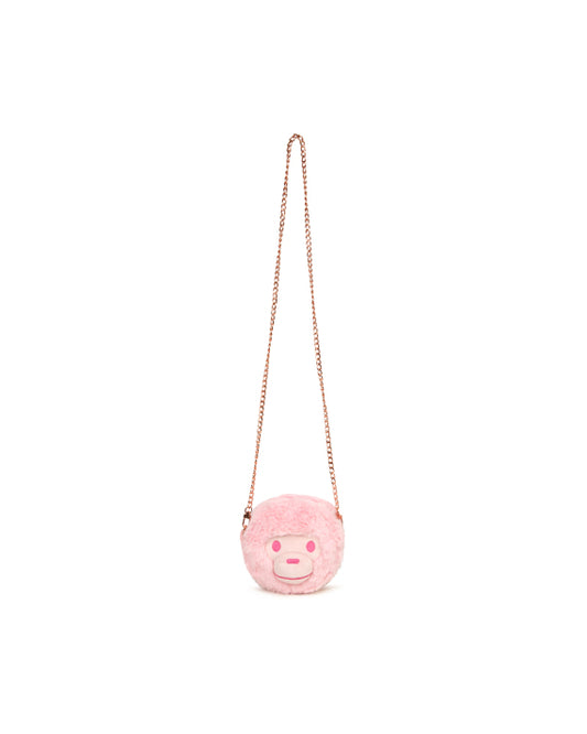 BABY MILO PLUSH ROUND FACE CROSSBODY BAG - PINK