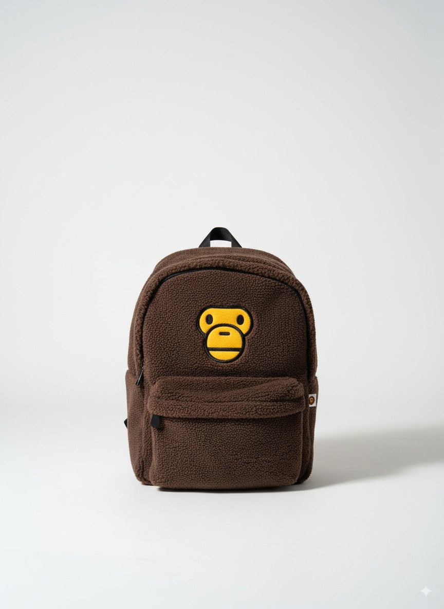 BABY MILO SHERPA FLEECE LARGE BACKPACK - BROWN