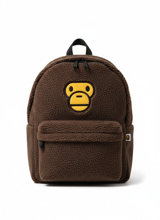 BABY MILO SHERPA FLEECE LARGE BACKPACK - BROWN