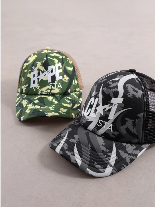 BAPE® X CLOT: CAMOUFLAGE REIMAGINATION TRUCKER HAT (FREE SIZE)
