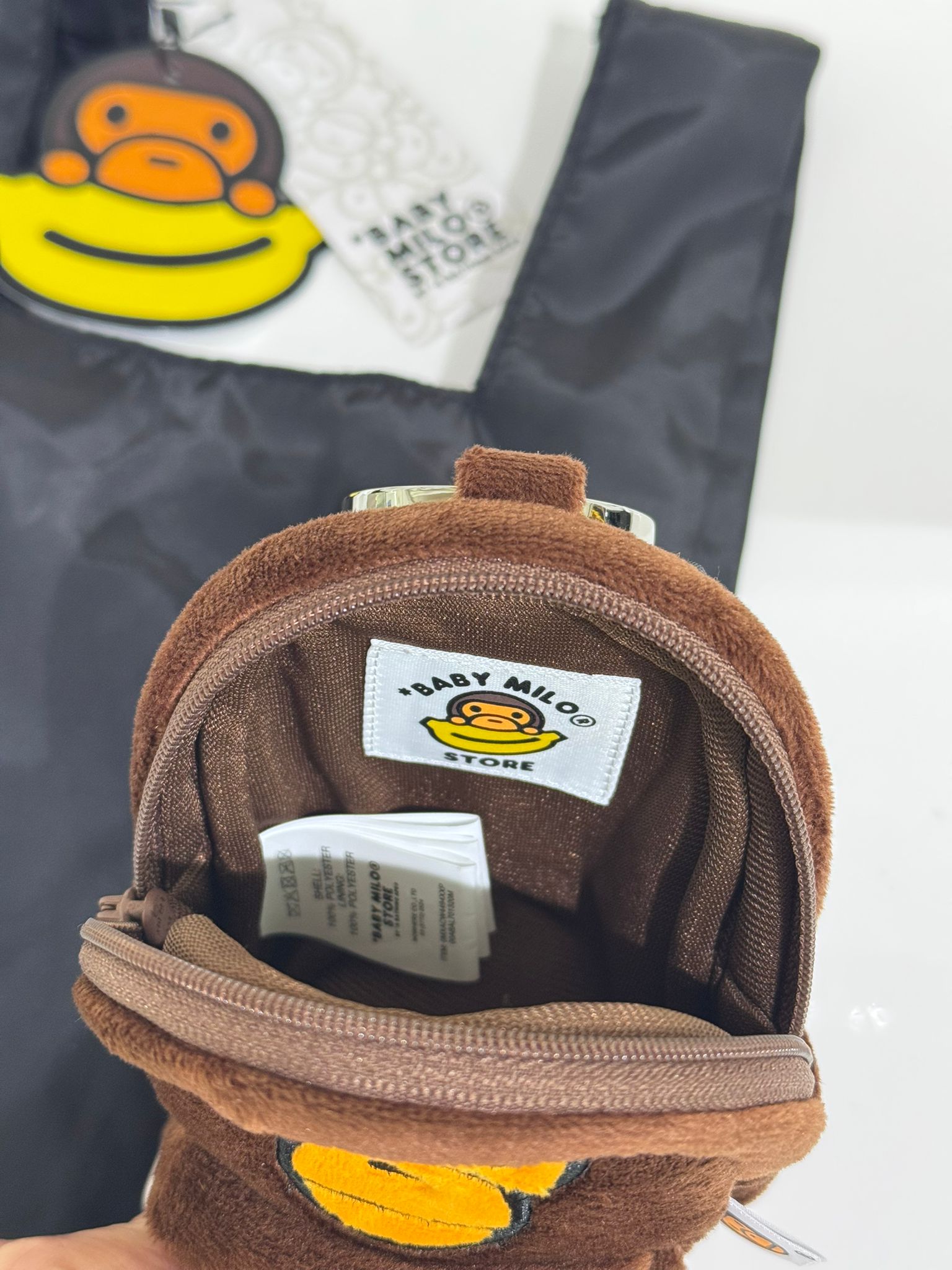 BABY MILO KEYCHAIN ECO RECYCLE TOTE BAG CRAYON STYLE GRAPHIC BLACK