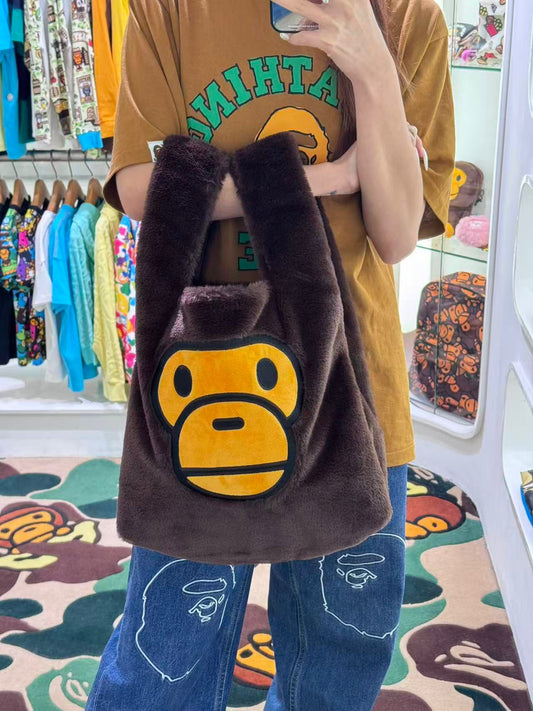 BABY MILO FUR LARGE TOTE BAG BROWN