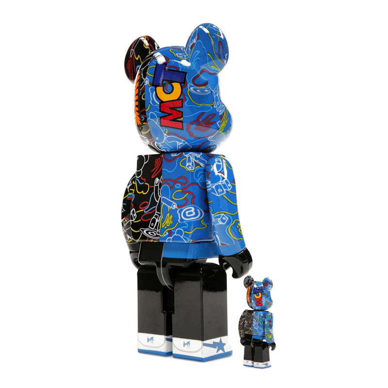 Bearbrick x BAPE Line Camo Shark 100% & 400% Set Blue/Black