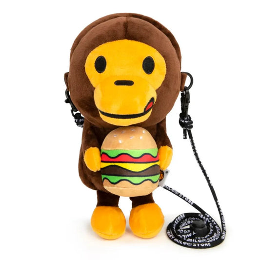 BAPE BABY MILO HAMBURGER PLUSH MOBILE BAG - BROWN (25SS)