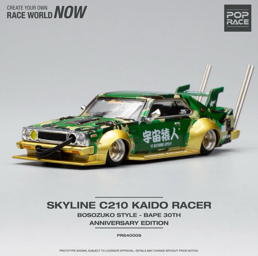 POP RACE 1:64 SKYLINE C210 BOSOZOKU STYLE BAPE DIECAST MODEL CAR
