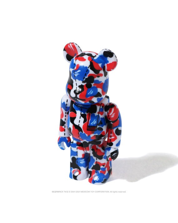 BEARBRICK X A BATHING APE 28TH ANNIVERSARY CAMO #2 100% - RED/ BLUE/ BLACK