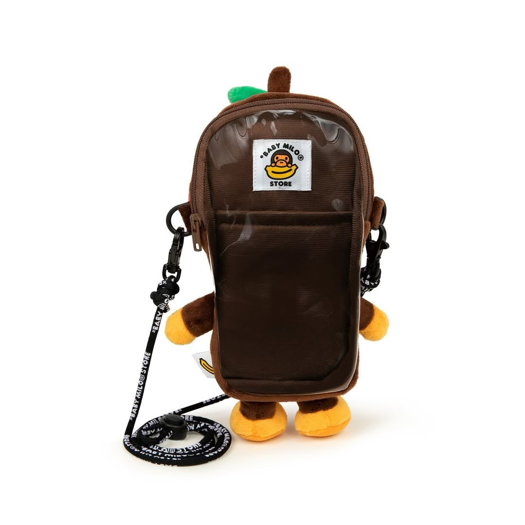 BAPE BABY MILO APPLE HOOD PLUSH MOBILE BAG - BROWN RED