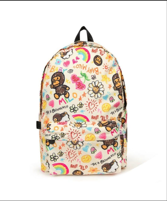 BABY MILO GRAFFITI DOODLE LARGE BACKPACK - IVORY