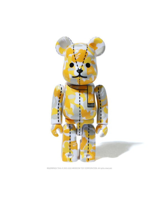 BEARBRICK X A BATHING APE 28TH ANNIVERSARY CAMO #2 100% - GREY/ YELLOW