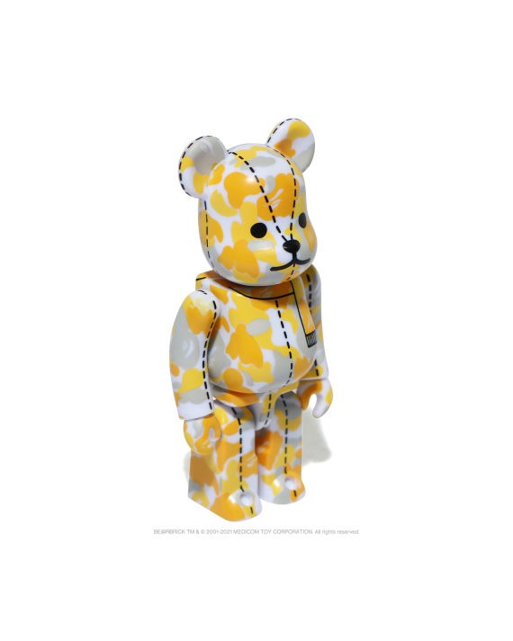 BEARBRICK X A BATHING APE 28TH ANNIVERSARY CAMO #2 100% - GREY/ YELLOW