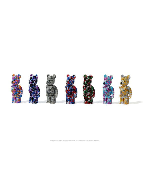 BEARBRICK X A BATHING APE 28TH ANNIVERSARY CAMO #2 100% - RED/ BLUE/ BLACK
