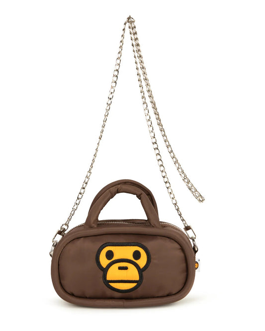 BAPE BABY MILO PLUSH DOLL CHAIN SMALL CROSS SHOULDER BAG - BROWN/YELLOW MONKEY FACE