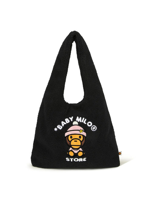 BABY MILO SHERPA FUR LARGE TOTE BAG BLACK
