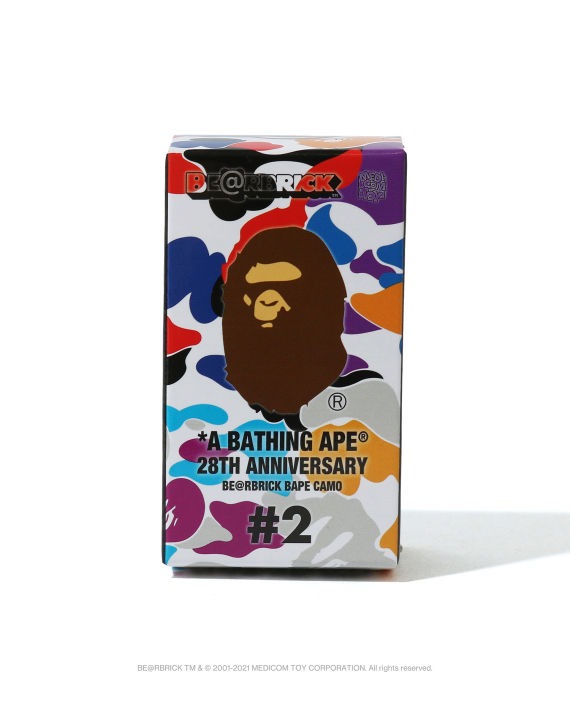 BEARBRICK X A BATHING APE 28TH ANNIVERSARY CAMO #2 100% - RED/ BLUE/ BLACK