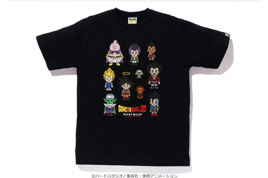 BAPE X DRAGON BALL Z BABY MILO GOKU VEGETA MAJIN BUU MR. SATAN PICCOLO GOHAN TRUNKS UUB BEE TEE - BLACK