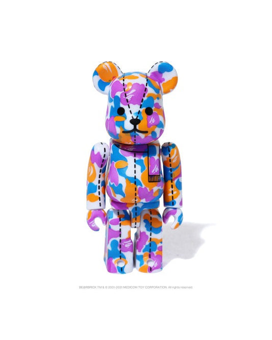BEARBRICK X A BATHING APE 28TH ANNIVERSARY CAMO #2 100% - PURPLE/ BLUE/ ORANGE